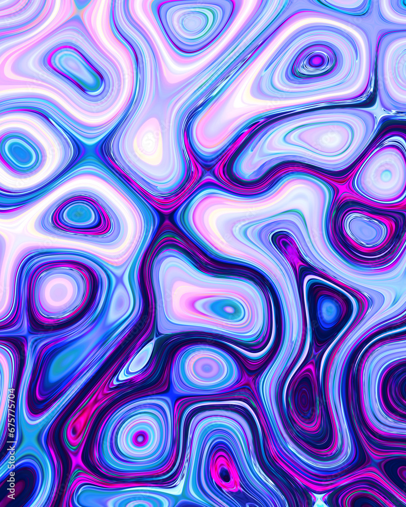 Obraz premium Abstract liquid space pattern art with circles and waves