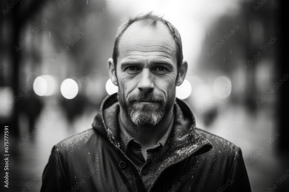 Portrait of a senior man in the rain. Black and white. Portrait of a senior man in the rain. Black and white.