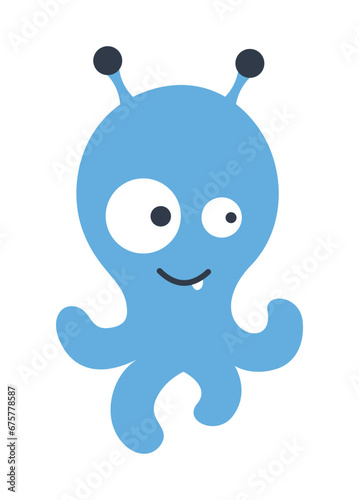 Flat vector alient isolated on white background. Illustration for textile, fabrics, posters, cards, t-shirts etc