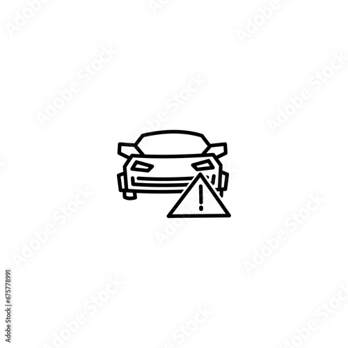 car caution, isolated icon on white background, auto service, car repair