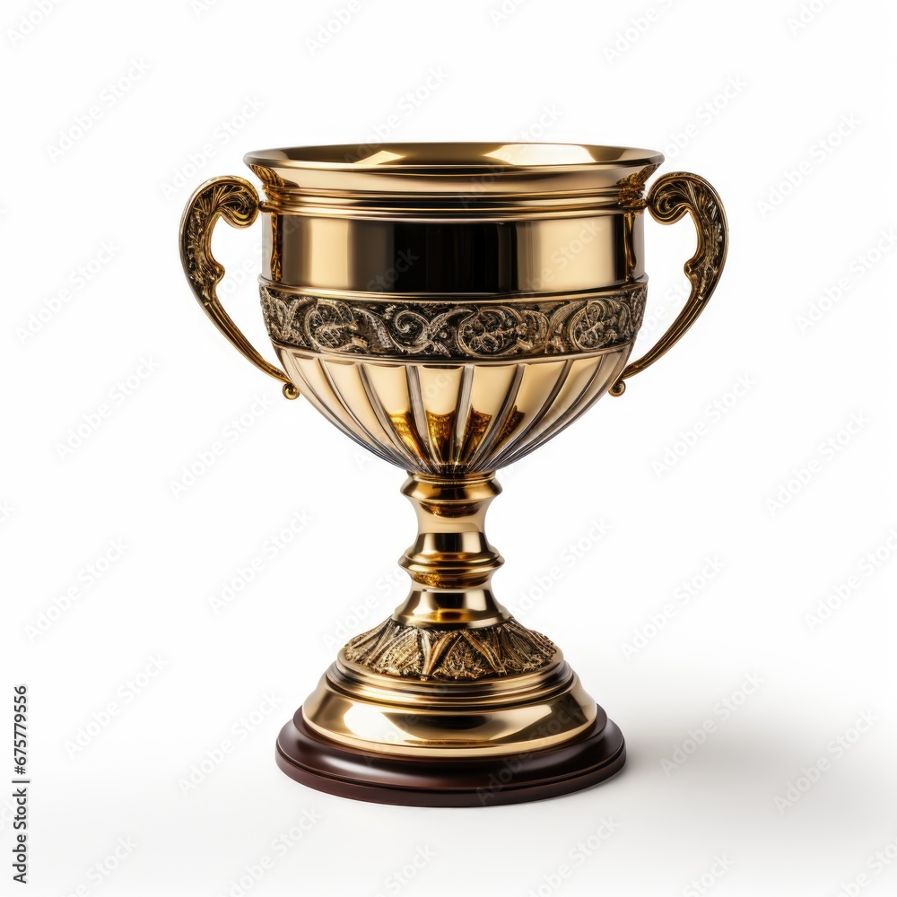 A gold trophy on a white background, clipart on white background. A gold trophy on a white background, clipart on white background.