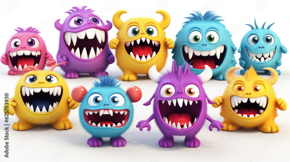 set of funny cartoon monsters set of funny cartoon monsters