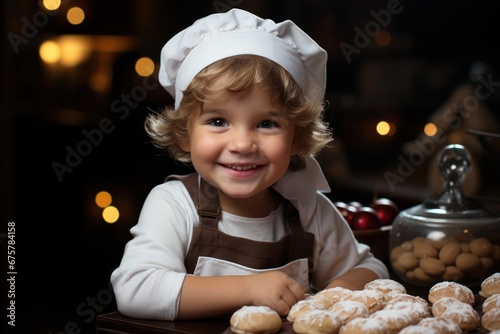 little child baking christmas cookies