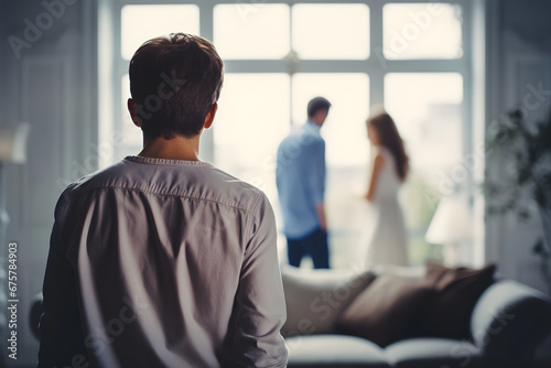  young boy observes his parents engaged in both discussion and argument, capturing the complex emotions within family dynamics