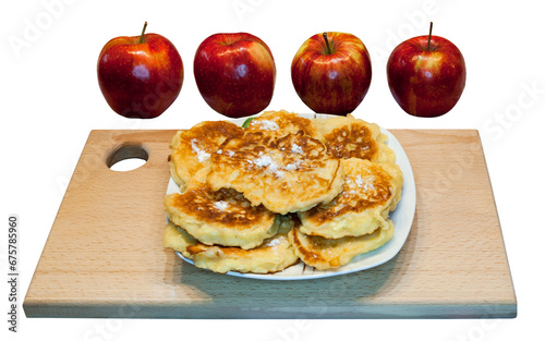 Pancakes with apples. Transparent Background.