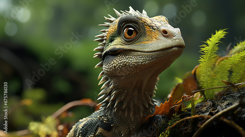 Cute and adorable green velociraptor realistic Ul © Kaushik