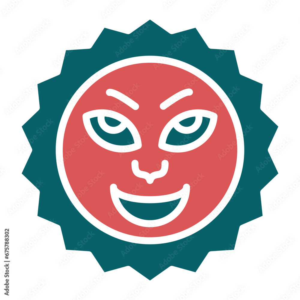 Vector Design Sun with Face Icon Style