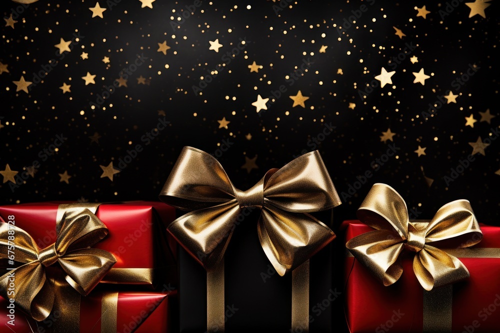 Elegant black and gold New Year Eve banner, Christmas New Year gift image Elegant black and gold New Year Eve banner, Christmas New Year gift image
