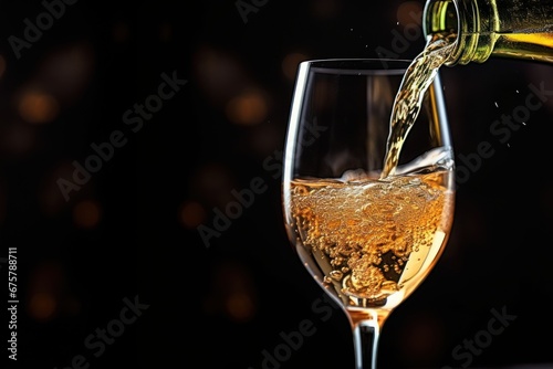 Sparkling wine poured into glass close up