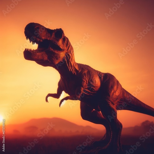 tyrannosaurus rex   on  sunset in the morning © Deanmon
