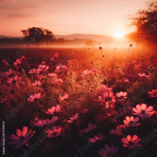 flowers in the sunset background