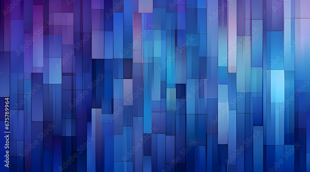 An abstract modern geometric pattern of squares in shades of blue and violet. Great for backgrounds.