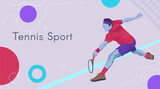 National Sports Day background design with a tennis concept featuring tennis players, court lines, tennis balls. National Sports Day celebration