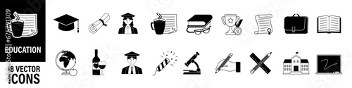 Education icon set. Graduate icon set.