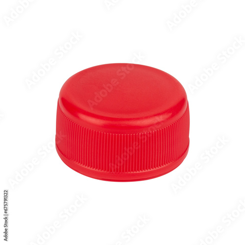 red plastic bottle cap, recycling or reusing plastic isolated on background