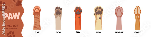 Animal paws icon. Animal paws icons set. Cartoon style.