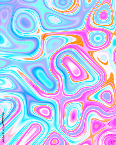 Abstract liquid space pattern art with circles and waves