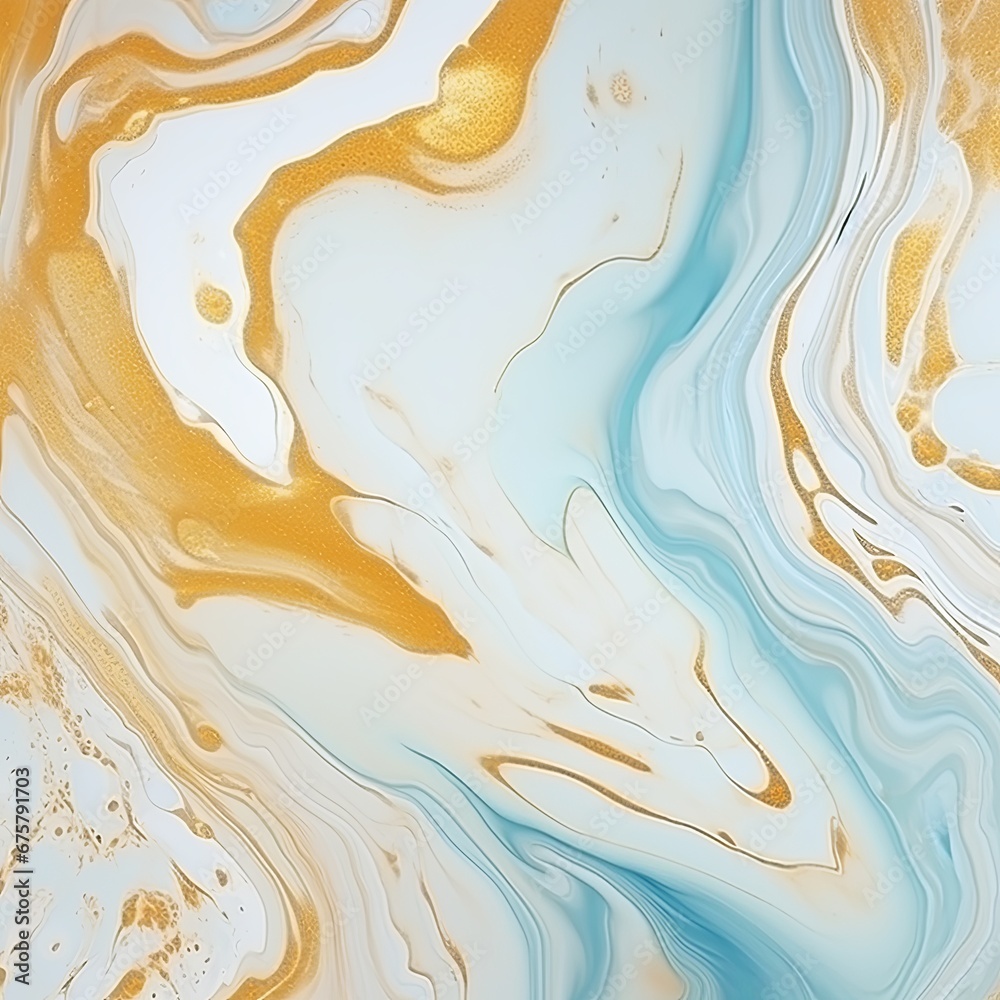 Painted background. Abstract emotional art. Modern design element. Golden liquid acrylic paints. Marble texture.