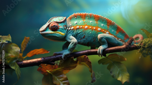 Beautiful of chameleon panther  chameleon panther on branch  chameleon panther closeup.