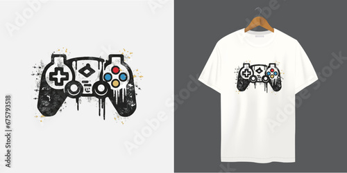 Gamer Controller T Shirt Design. Printing Design Templet