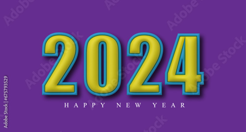 Happy New Year. Lettering 2024 3d text for Happy New Year