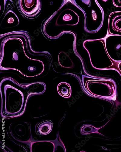 Abstract liquid space pattern art with circles and waves