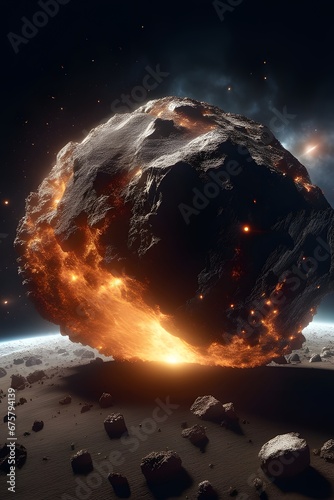 Devastating impact of an asteroid on the planet.