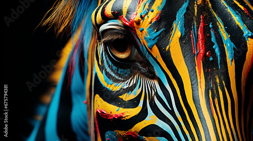close-up of a colored horse, creative photo photo