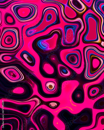 Abstract liquid space pattern art with circles and waves