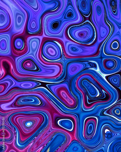 Abstract liquid space pattern art with circles and waves