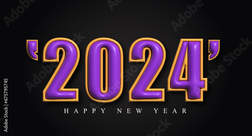 Happy new year 2024 3d lettering text