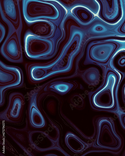 Abstract liquid space pattern art with circles and waves