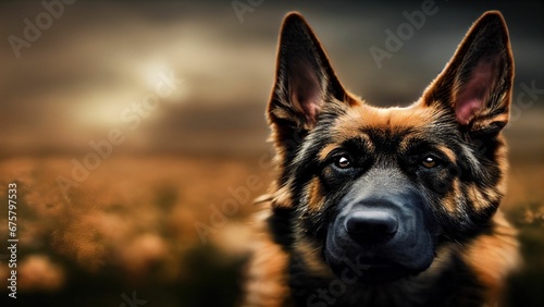 AI generated illustration of a German Shepherd dog