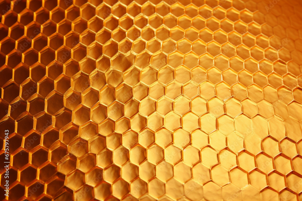 Honeycomb patterned texture in golden hues