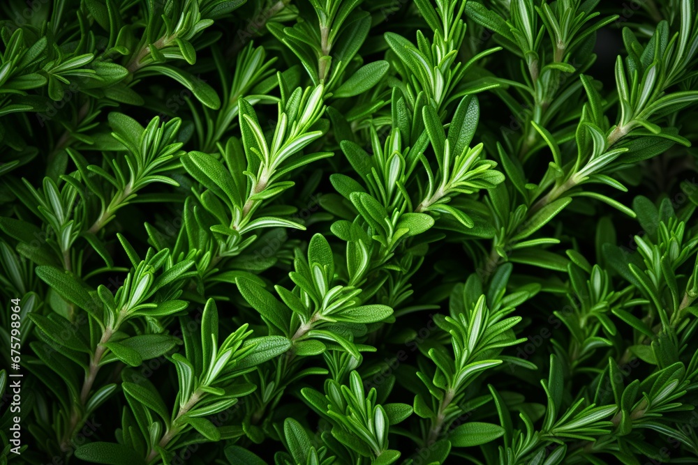Aromatic Abundance: Fresh Rosemary Leaves Filling the Frame, a Celebration of Fragrant Fresh Herbs