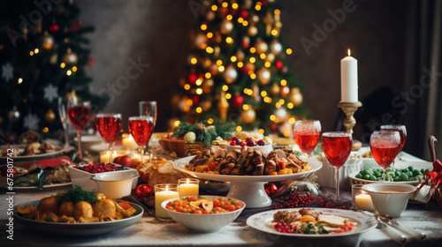 クリスマス・ディナーのテーブルGenerativeAI