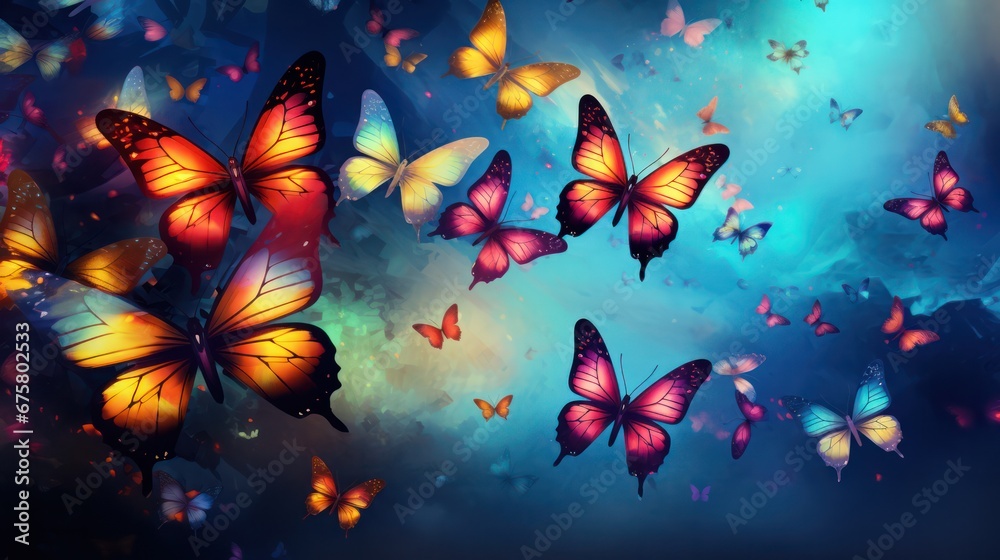 vivid picture of colorful butterflies