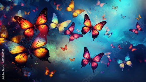 vivid picture of colorful butterflies