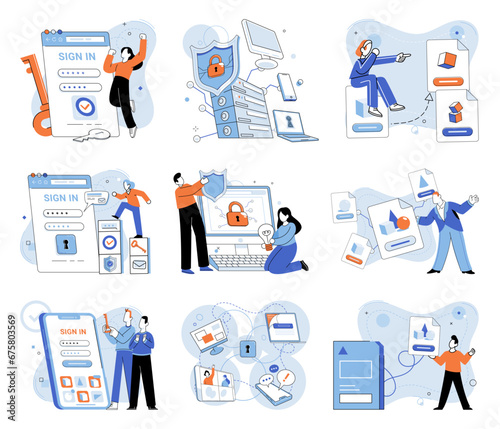 Database security vector illustration. Protecting databases is foundational principle data security practices The archive serves as secure and organized repository for important information Personal