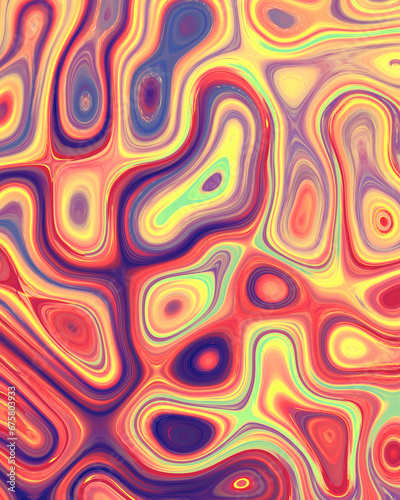 Abstract liquid space pattern art with circles and waves