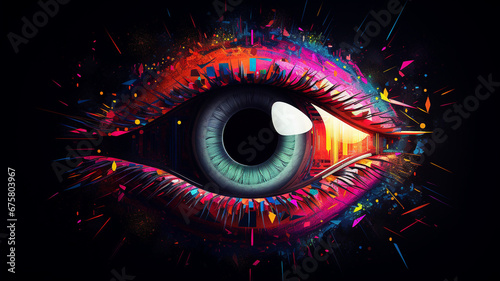 human eye close up with colorful paint. © sema_srinouljan