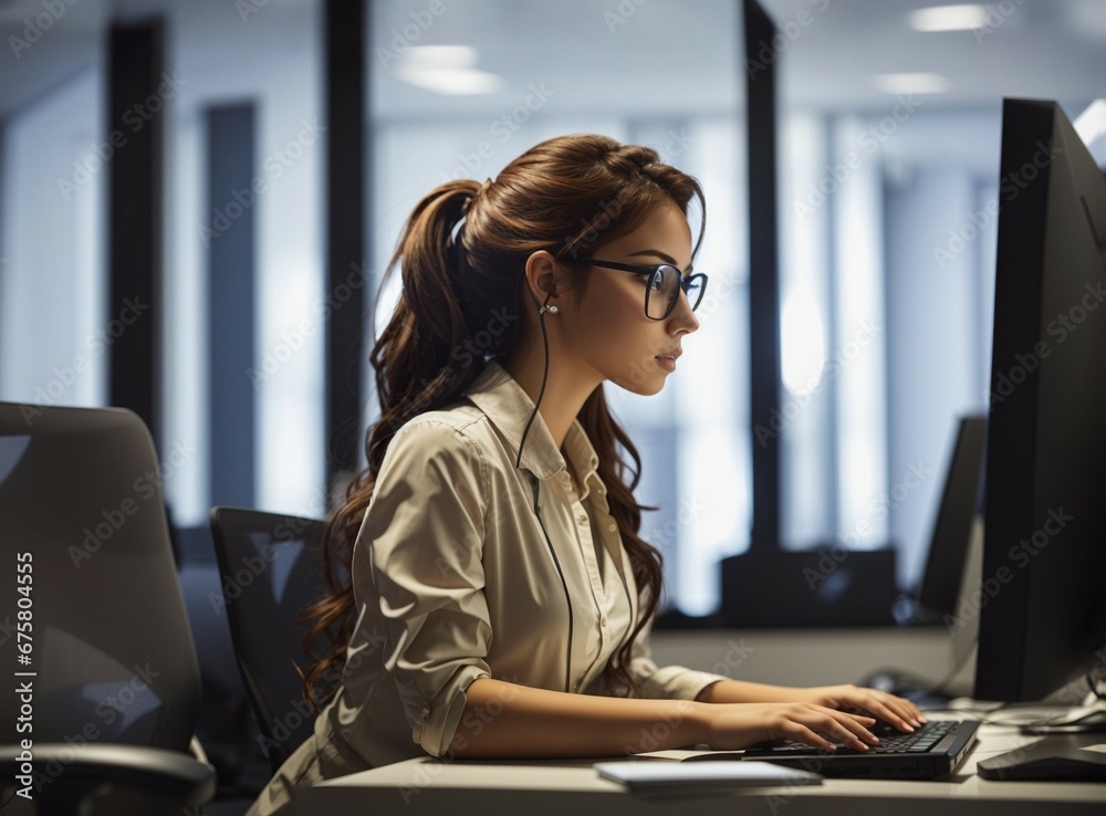 woman working at the computer woman working at the computer
