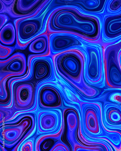 Abstract liquid space pattern art with circles and waves