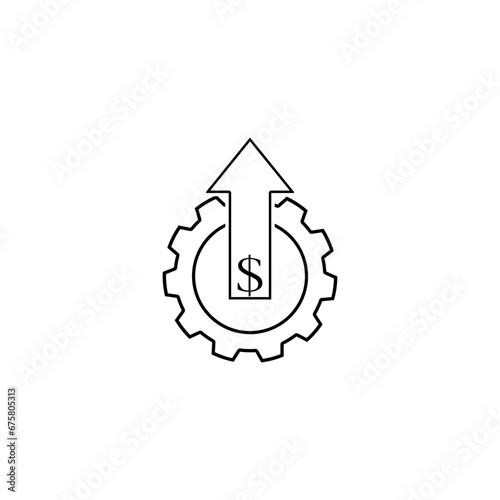 Gear with dollar symbol icon isolated on white background. Business and finance conceptual icon. 