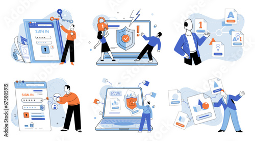 Information security vector illustration. Information security is paramount in digital age to protect sensitive data Businesses implement secure measures to ensure protection personal information