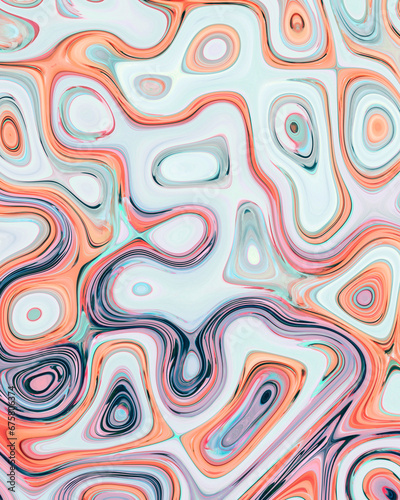 Abstract liquid space pattern art with circles and waves
