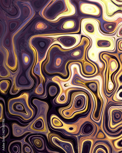 Abstract liquid space pattern art with circles and waves