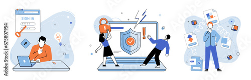 Database security vector illustration. Cybersecurity measures are essential for safeguarding databases against unauthorized access Businesses rely on secure database access for their operations