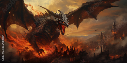 Dragon Fantasy: Mythical Art Illustration in Magical Sky, Stunning Wallpaper of a Cryptid Event