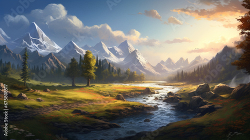 美しい風景のゲームアートGenerativeAI